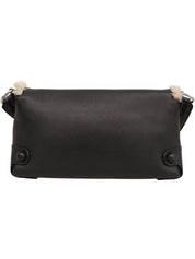 Gancini Plate 黑色皮革和羊毛肩包