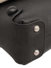 Gancini Plate 黑色皮革和羊毛肩包