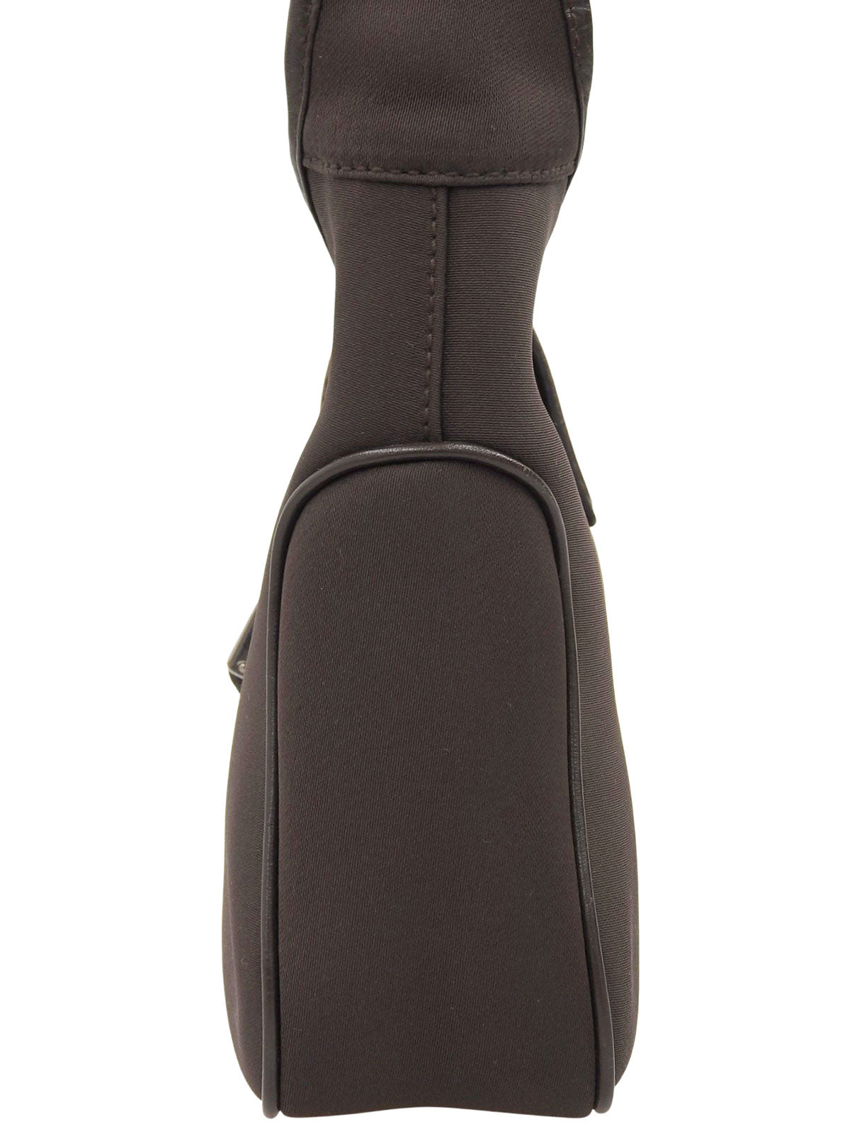 Nylon and leather combination logo plate one-shoulder bag in brown