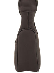 Nylon and leather combination logo plate one-shoulder bag in brown
