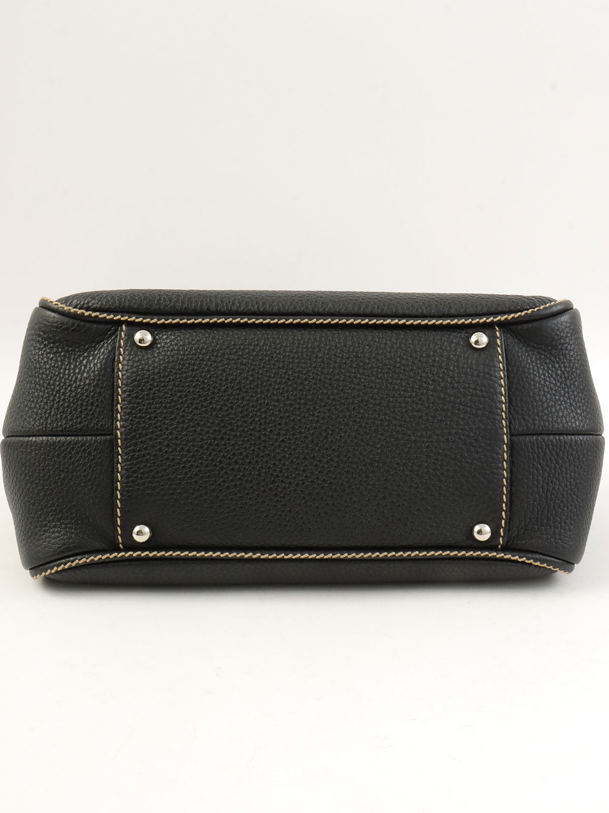2003 Caviar Skin Logo Embossed Fringe Handbag in Black
