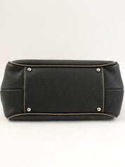 2003 Caviar Skin Logo Embossed Fringe Handbag in Black