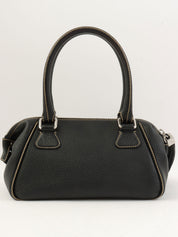2003 Caviar Skin Logo Embossed Fringe Handbag in Black