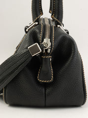 2003 Caviar Skin Logo Embossed Fringe Handbag in Black