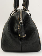 2003 Caviar Skin Logo Embossed Fringe Handbag in Black