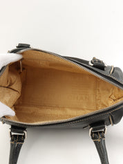 2003 Caviar Skin Logo Embossed Fringe Handbag in Black
