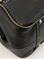 2003 Caviar Skin Logo Embossed Fringe Handbag in Black