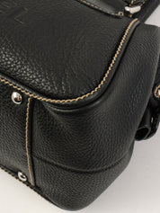2003 Caviar Skin Logo Embossed Fringe Handbag in Black