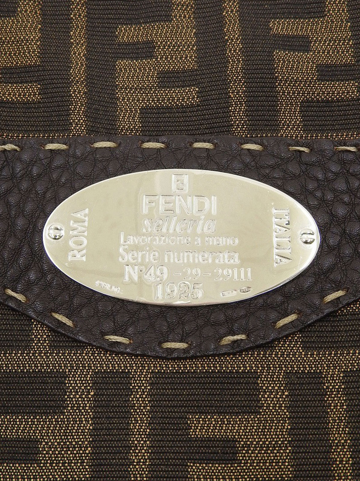 FF Zucca Pattern Shoulder Bag Brown