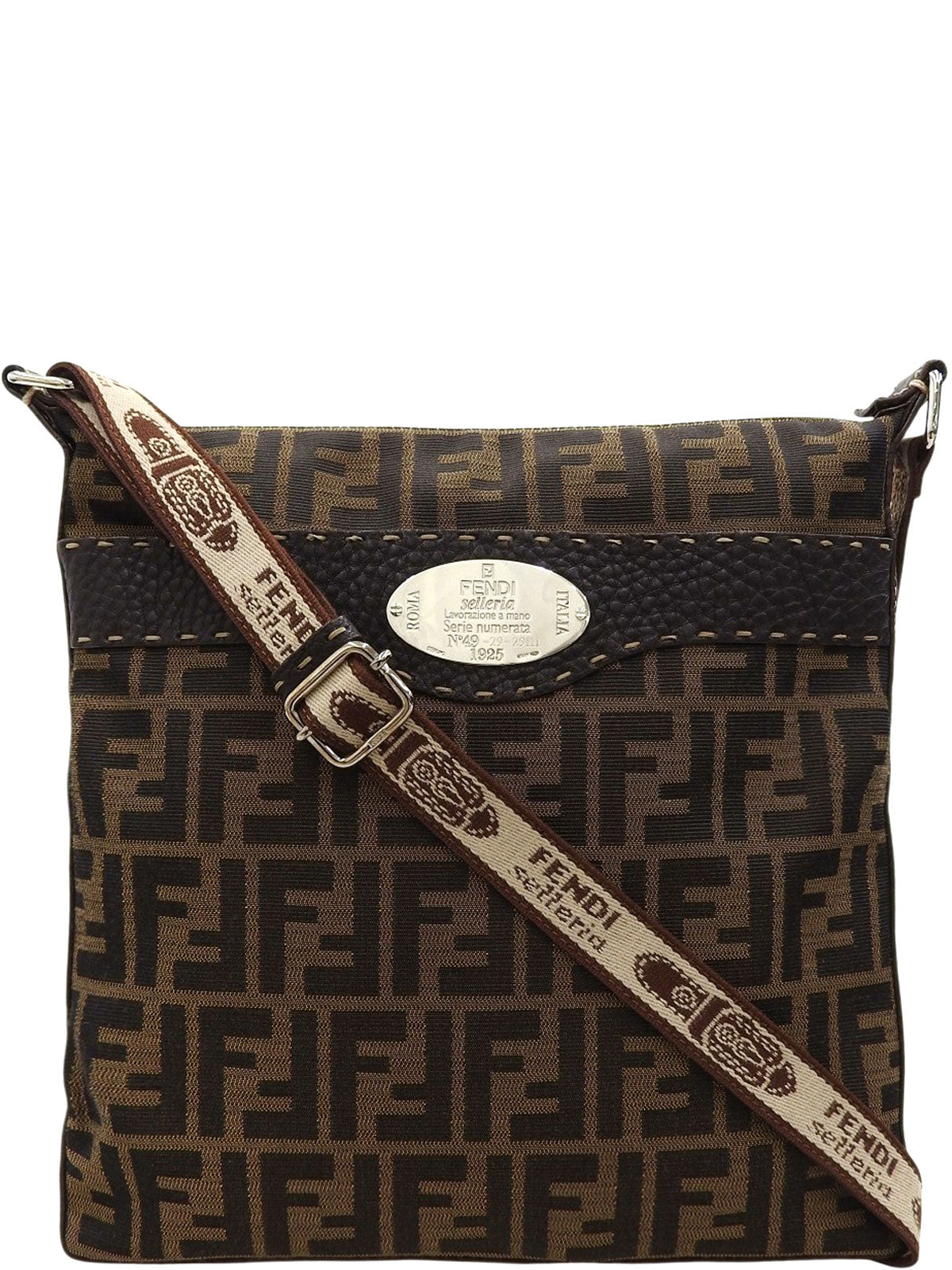 FF Zucca Pattern Shoulder Bag Brown