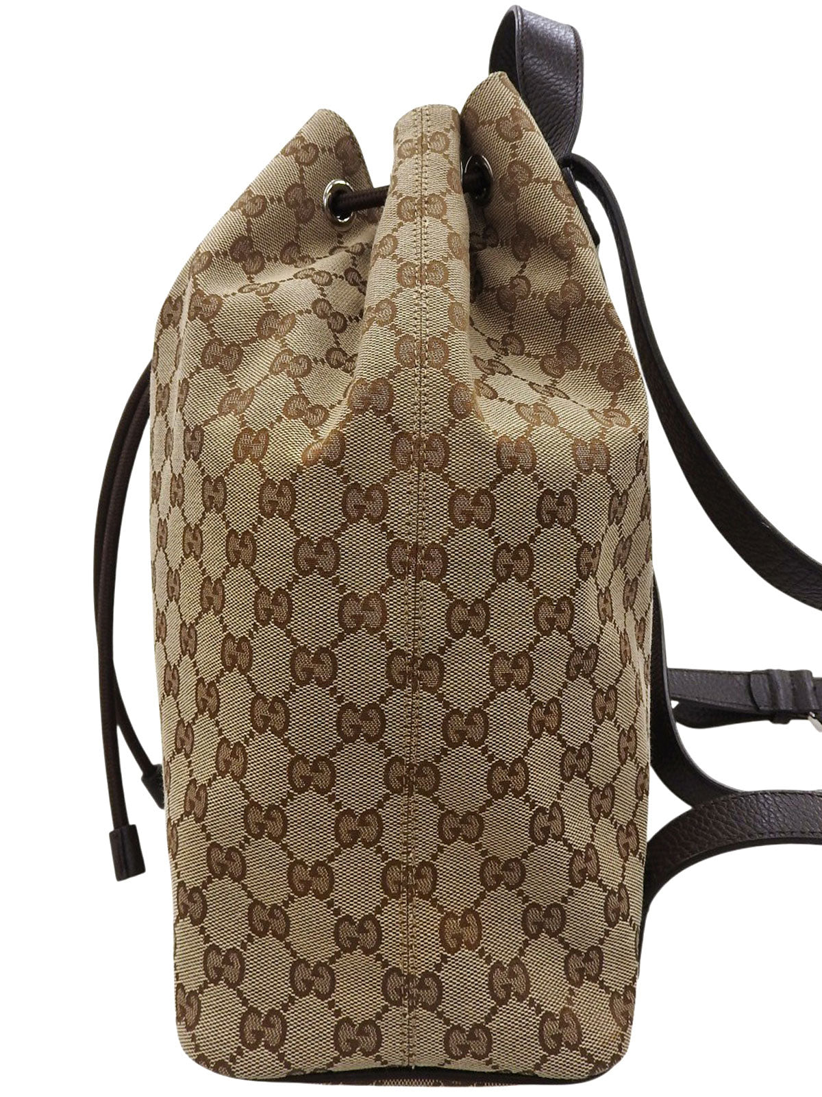 Brown Canvas GG Pattern Backpack