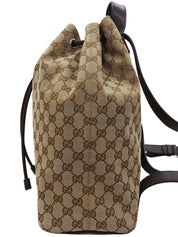 Brown Canvas GG Pattern Backpack