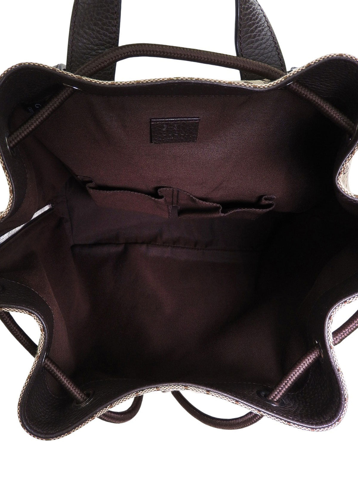 Brown Canvas GG Pattern Backpack