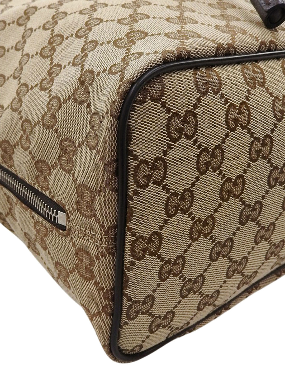 Brown Canvas GG Pattern Backpack