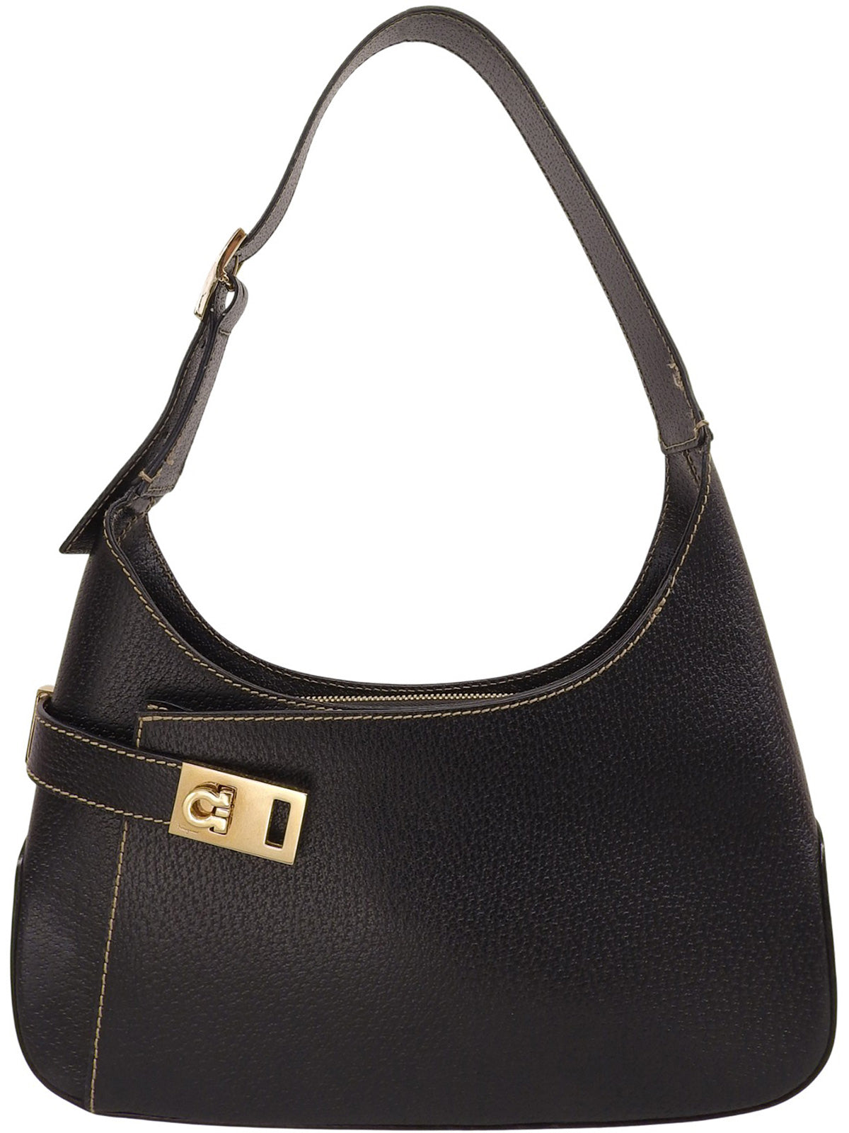 ガンチーニプレートワンショルダーバッグ ブラック