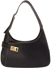 ガンチーニプレートワンショルダーバッグ ブラック