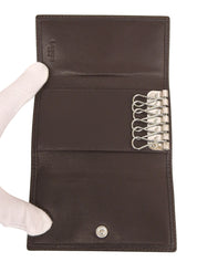 Anagram Embossed Key Case, Dark Brown