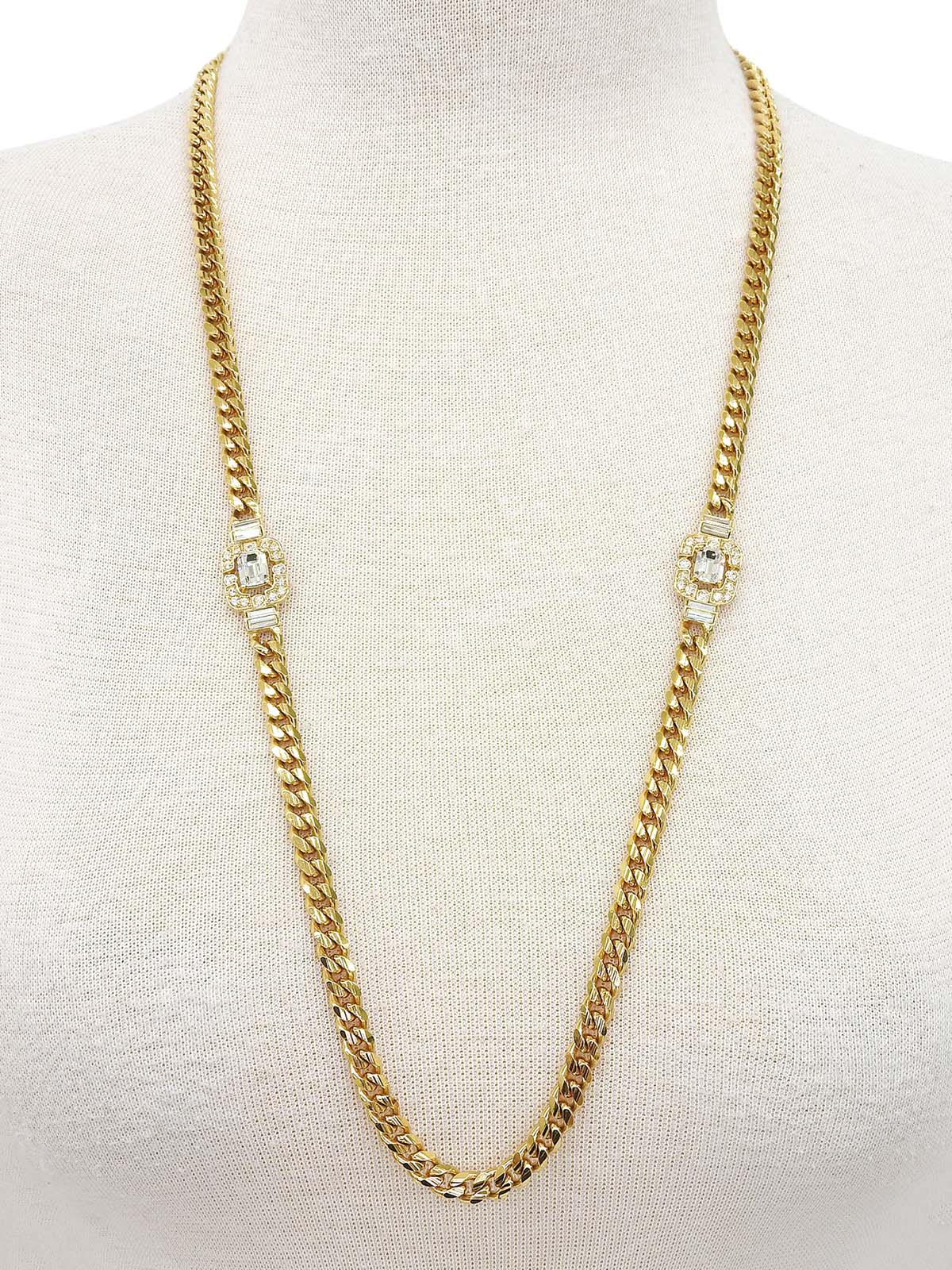 ラインストーンデザインモチーフチェーンネックレス ゴールド