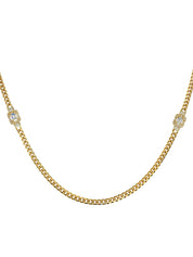Rhinestone Design Motif Chain Necklace Gold