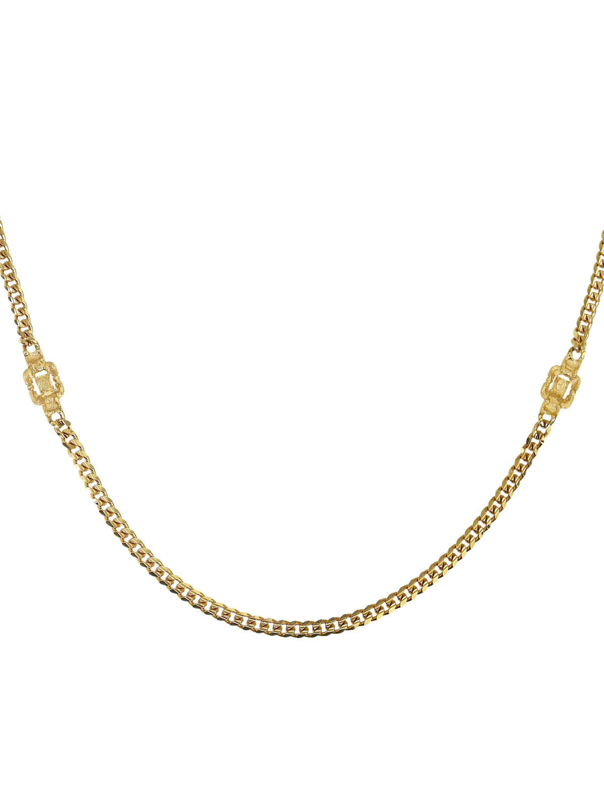 Rhinestone Design Motif Chain Necklace Gold