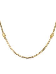 Rhinestone Design Motif Chain Necklace Gold