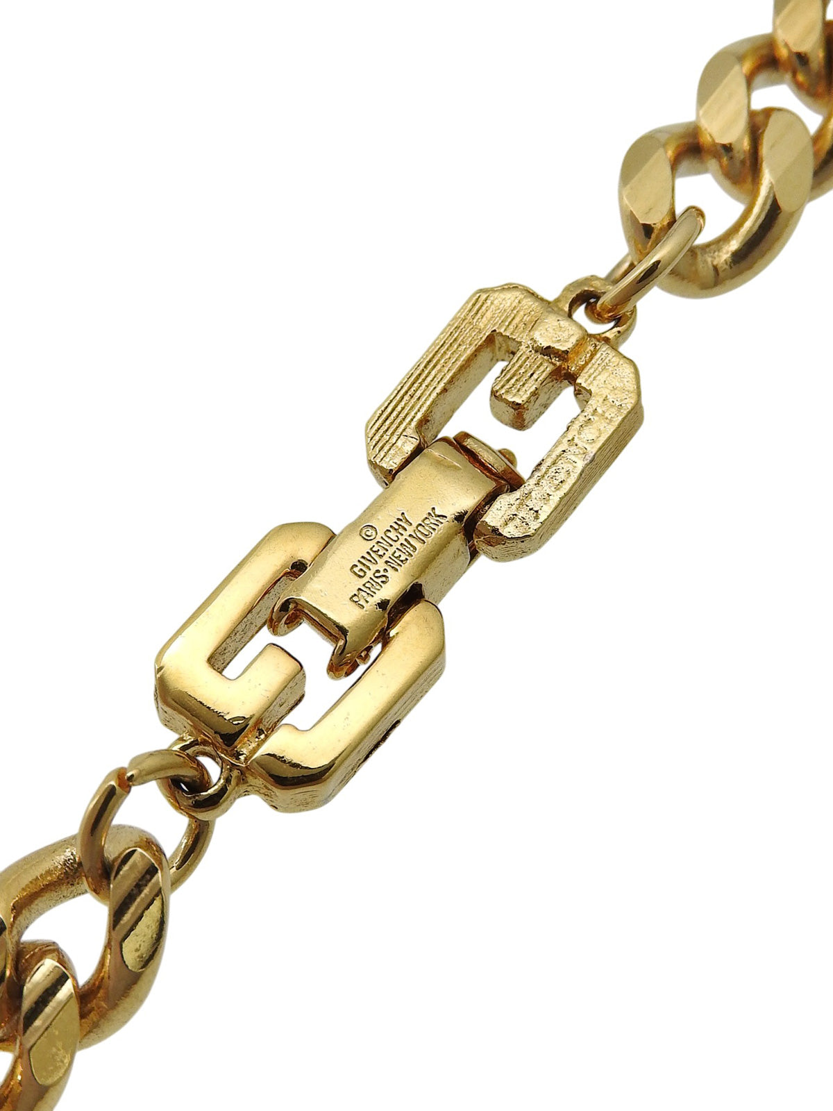 Rhinestone Design Motif Chain Necklace Gold