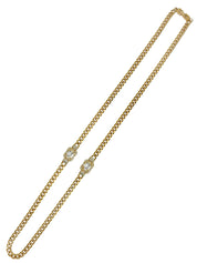 Rhinestone Design Motif Chain Necklace Gold
