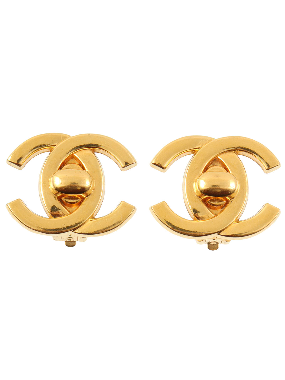 1995 CC Turnlock Earrings Gold