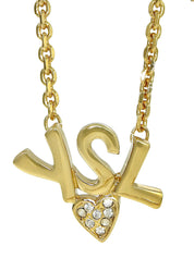 Logo Plate Heart Motif Necklace Gold