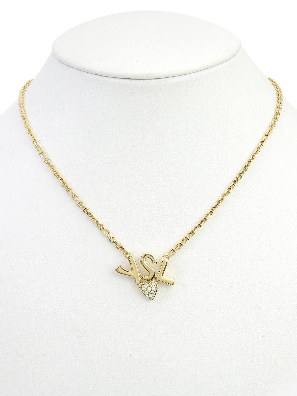 Logo Plate Heart Motif Necklace Gold