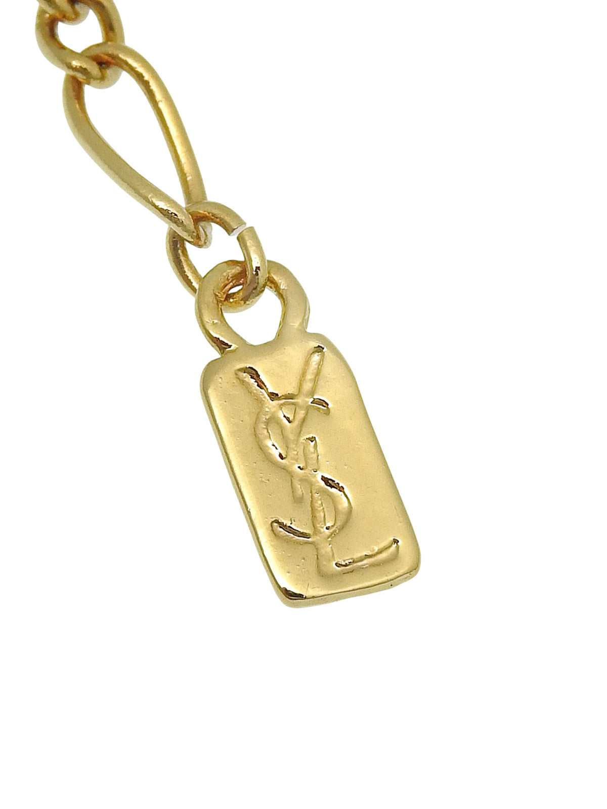 Logo Plate Heart Motif Necklace Gold