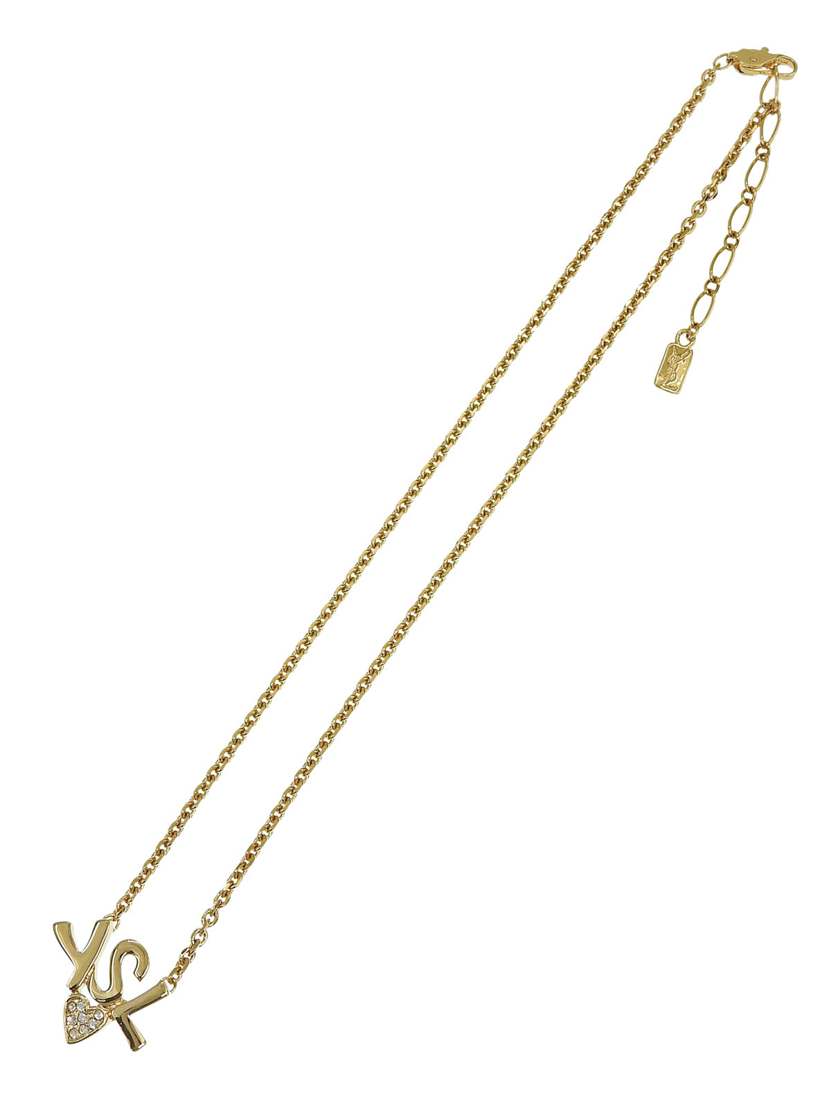 Logo Plate Heart Motif Necklace Gold