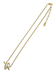 Logo Plate Heart Motif Necklace Gold