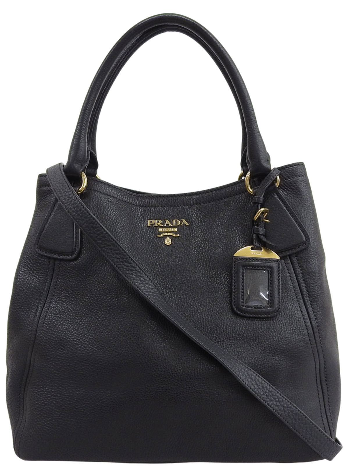 Logo Plate 2-Way Handbag Black