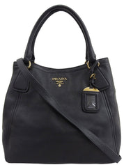 Logo Plate 2-Way Handbag Black