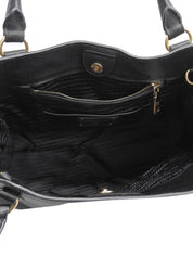 Logo Plate 2-Way Handbag Black
