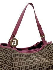 FF 西葫芦图案单肩包 棕色/粉色