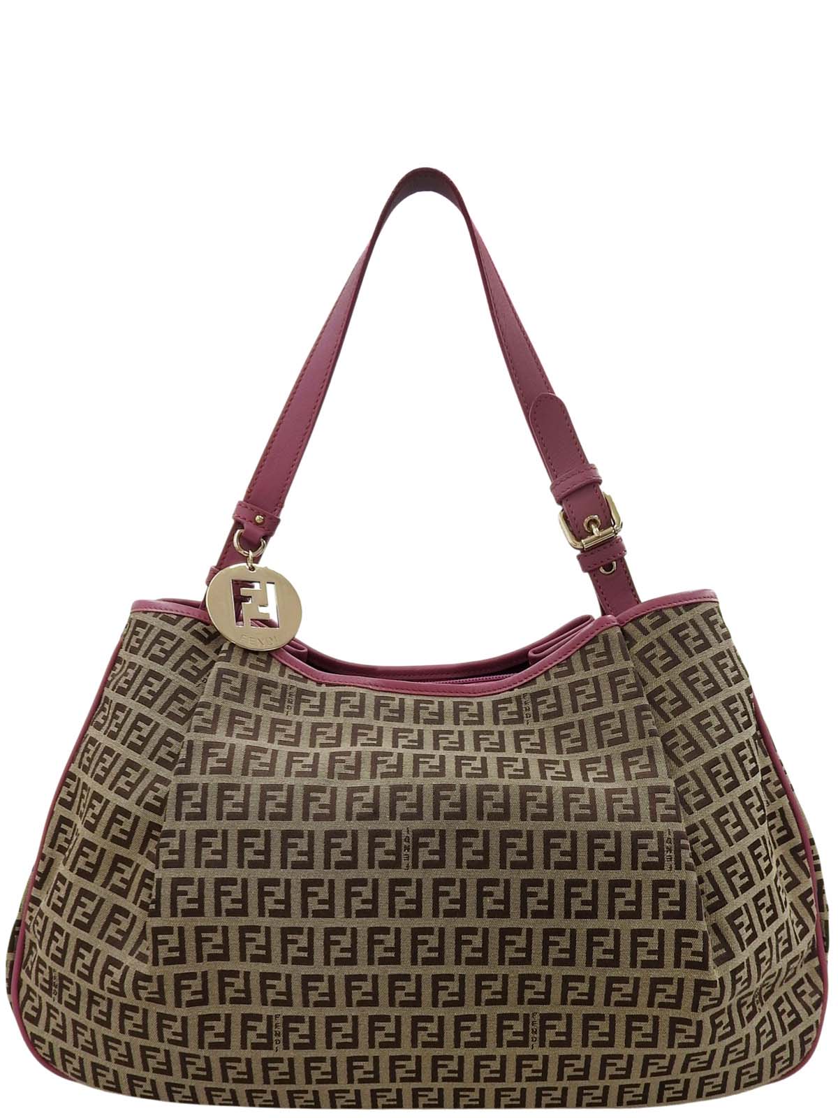 FF 西葫芦图案单肩包 棕色/粉色