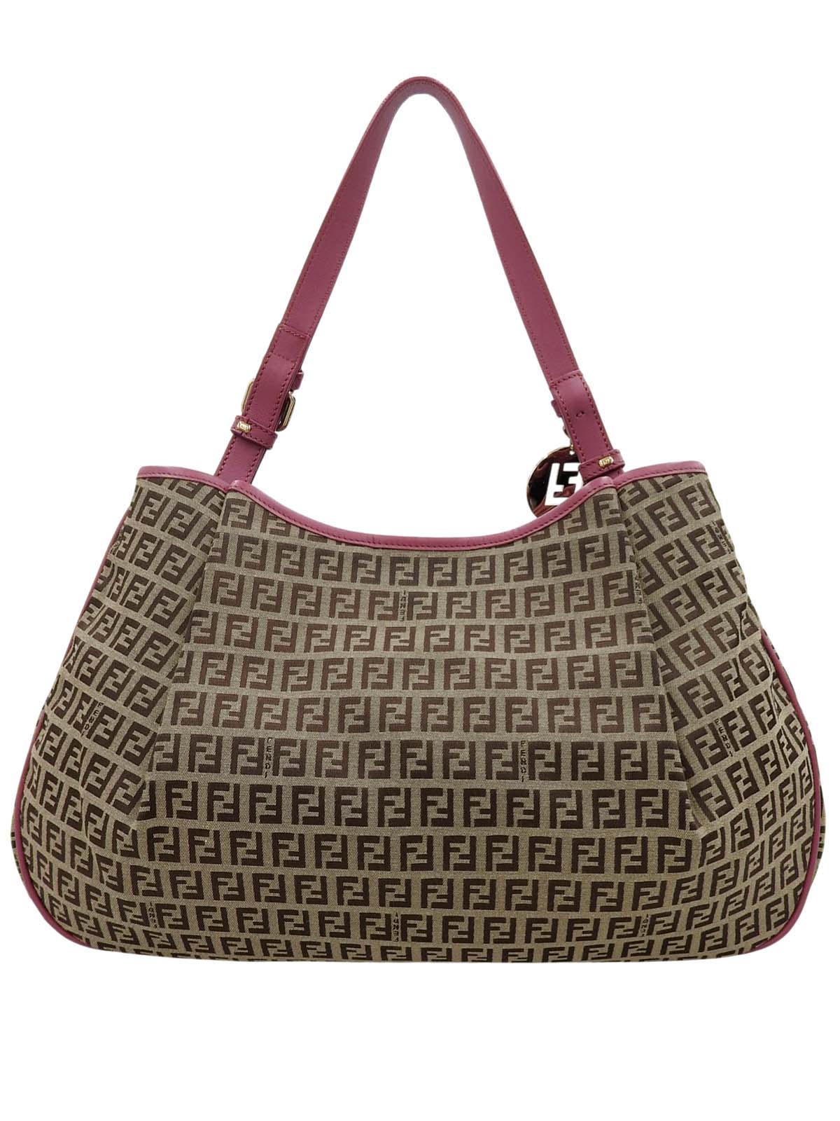 FF 西葫芦图案单肩包 棕色/粉色