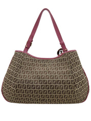 FF 西葫芦图案单肩包 棕色/粉色