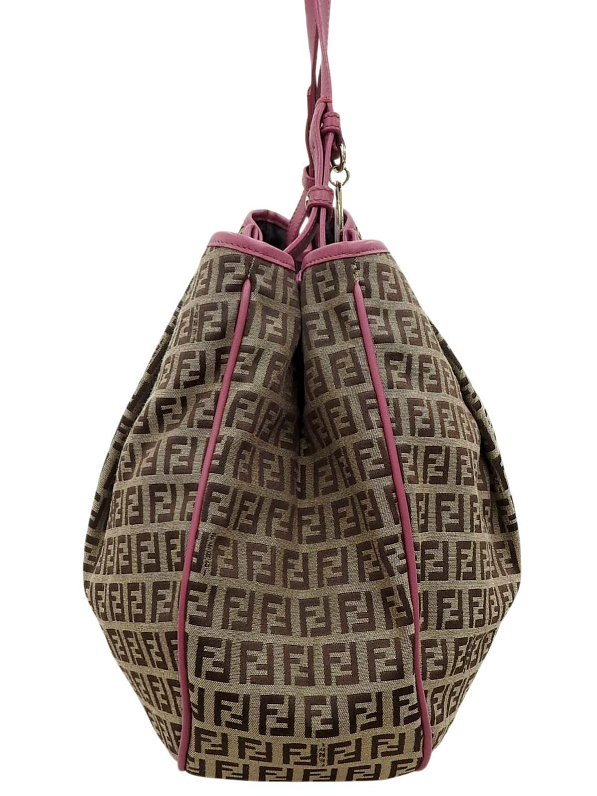 FF 西葫芦图案单肩包 棕色/粉色