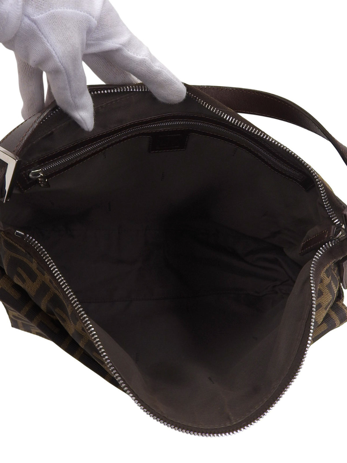 FF Zucca Pattern Shoulder Bag Brown