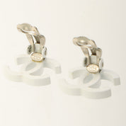 2004 CC mark earrings, silver/white