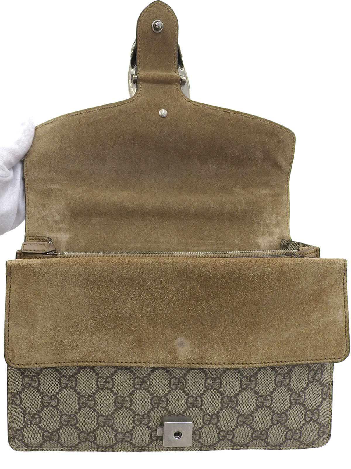 GG Supreme Pattern Dionysus Chain Shoulder Bag in Beige