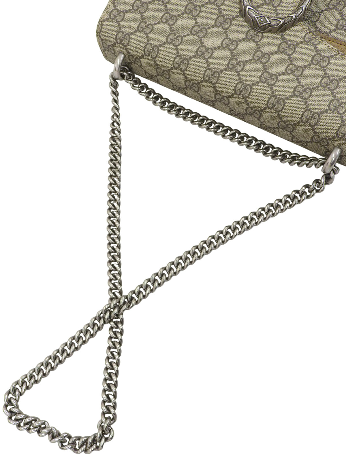 GG Supreme Pattern Dionysus Chain Shoulder Bag in Beige