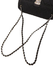 Nylon logo plate chain shoulder bag in black