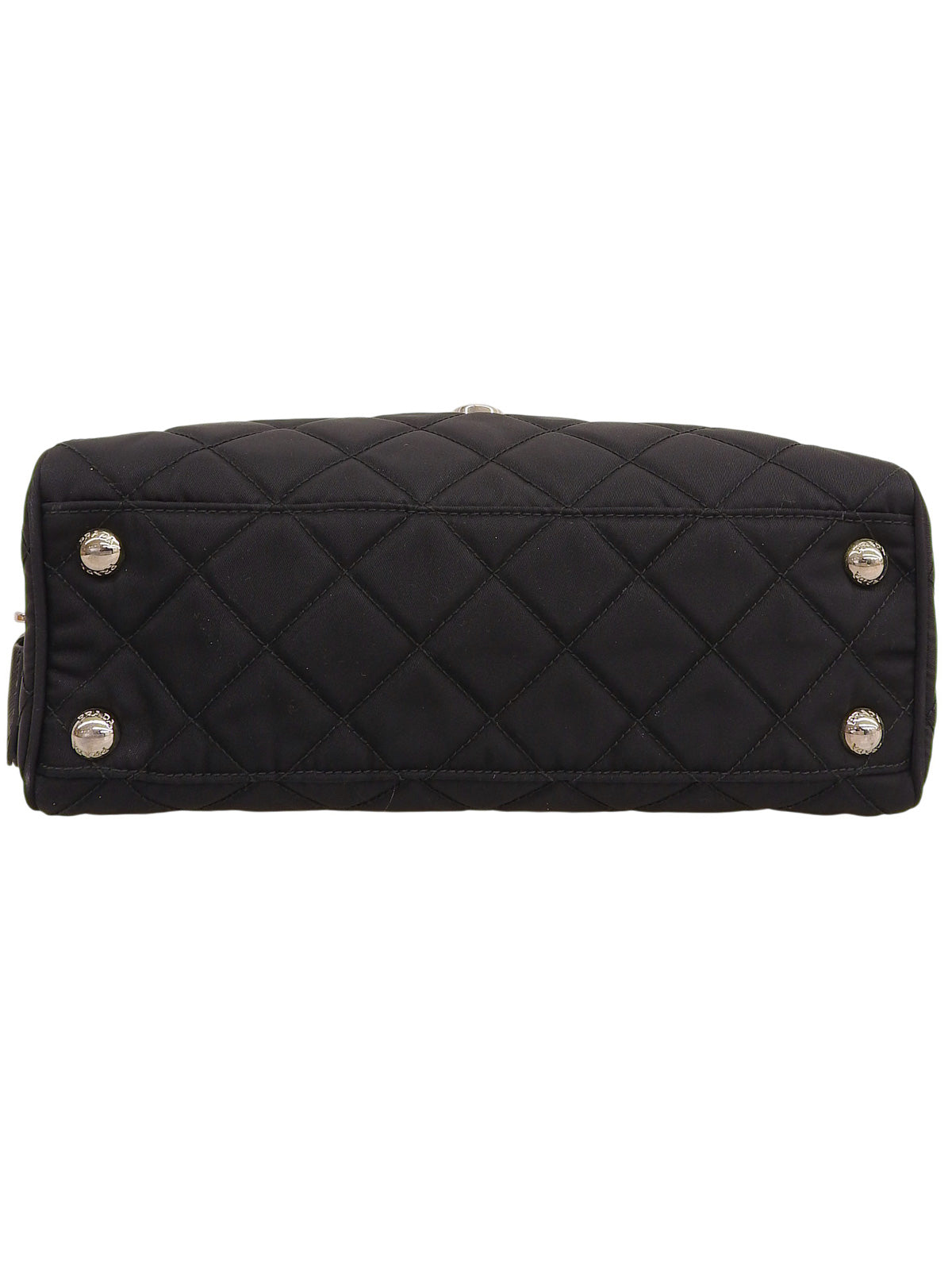 Nylon logo plate chain shoulder bag in black