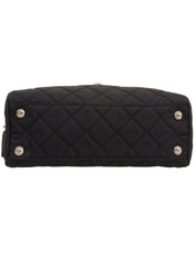 Nylon logo plate chain shoulder bag in black