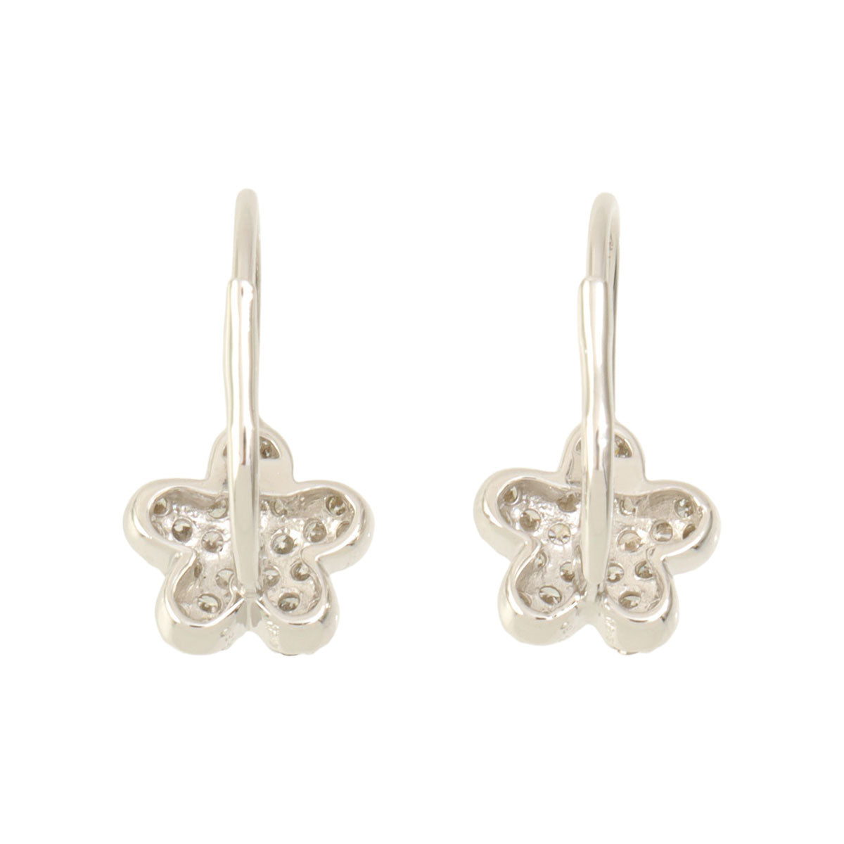18K Diamond Flower Motif Earrings Silver