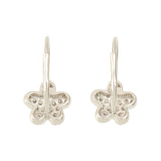18K Diamond Flower Motif Earrings Silver